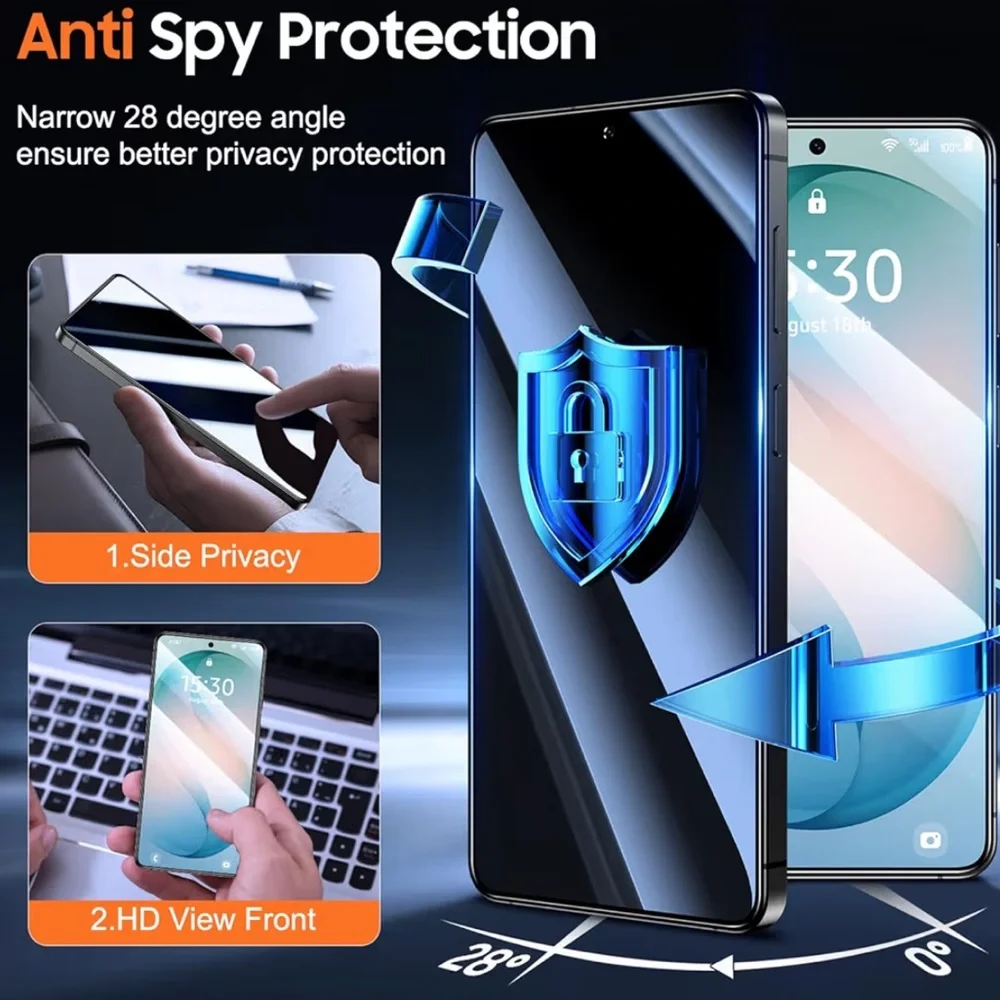 2 PACK Samsung Galaxy 26 Plus Privacy Screen Protector, Fingerprint Unlocking